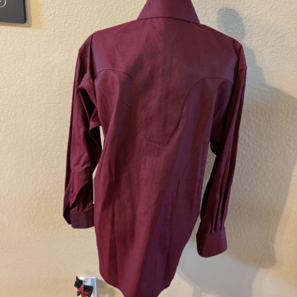 Men's Stubbs Long Sleeve Maroon Black High End Western Wear Shirt SZ M - Picture 8 of 9